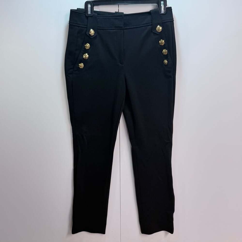 White House Black Market Sailor Pants Size 6L Black Gold Button